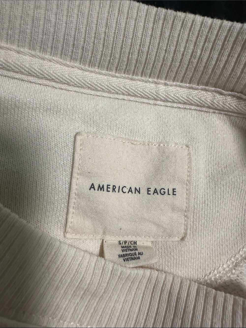 American Eagle Cream Pullover Sweatshirt sz S oversized EUC - Picture 3 of 5